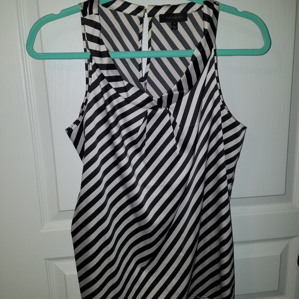 The Limited Black and Cream Striped Blouse